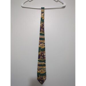 GJ Calin Mens Baseball Pitcher 100% Silk Neck Tie Multicolor Graphic